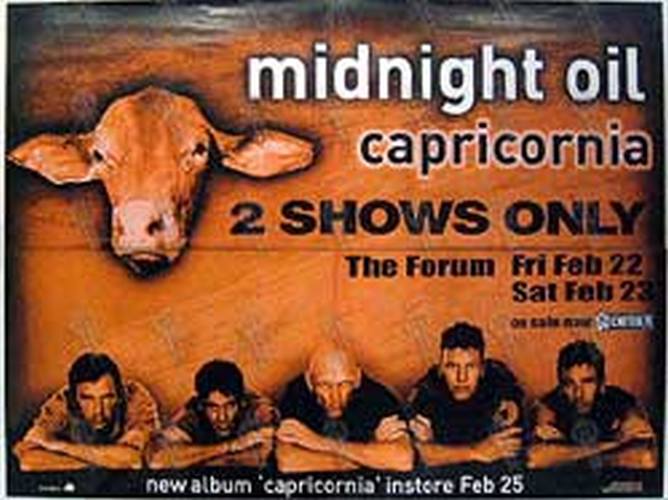 MIDNIGHT OIL - The Forum - Fri Feb 22nd & Sat Feb 23rd 2002 Capricornia Album / Show Poster - 1