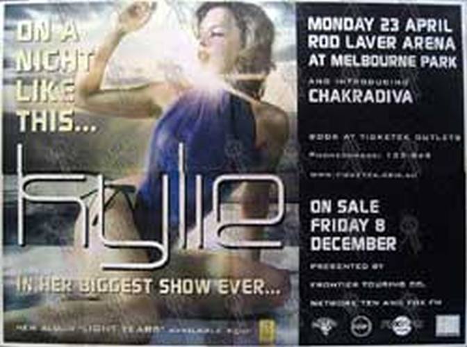 MINOGUE-- KYLIE - Rod Laver Arena - Melbourne - Monday 23rd April Show Poster - 1