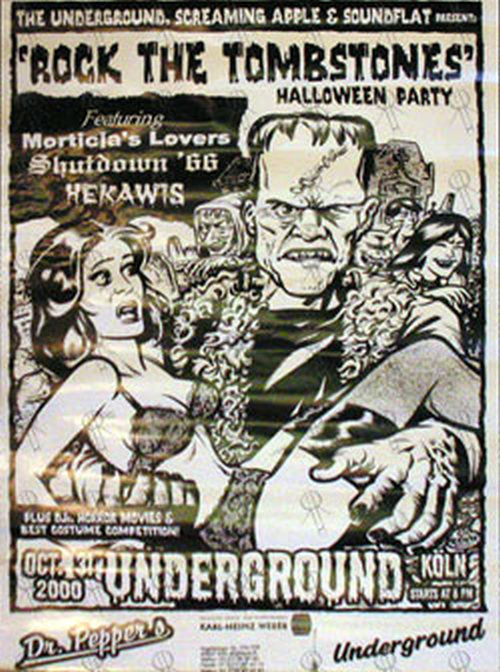 MORTICIA'S LOVERS|SHUTDOWN '66|HEKAWIS - "Rock The Tombstones" Halloween Party Poster - 1