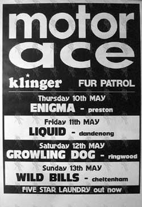 MOTOR ACE|KLINGER|FUR PATROL - Melbourne - Various Shows May 2001 Tour Poster - 1