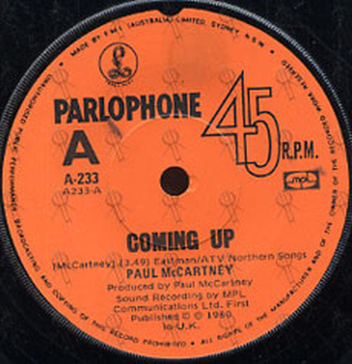 McCARTNEY-- PAUL - Coming Up - 2
