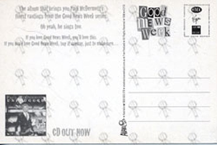 McDERMOTT-- PAUL - &#39;Unplugged: The Good News Week Tapes Vol. 1&#39; Postcard - 2