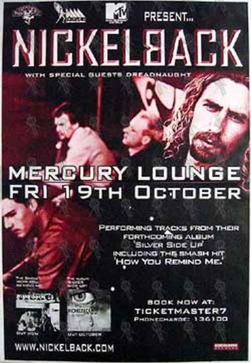 NICKELBACK - Mercury Lounge Melbourne - Friday 19th October Show Poster - 1