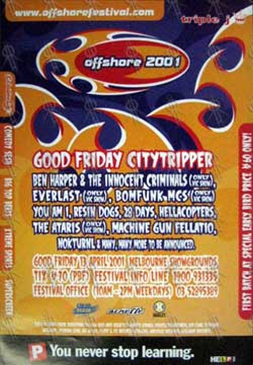 OFFSHORE FESTIVAL - Offshore 2001 Festival Good Friday Citytripper Promo Poster - 1