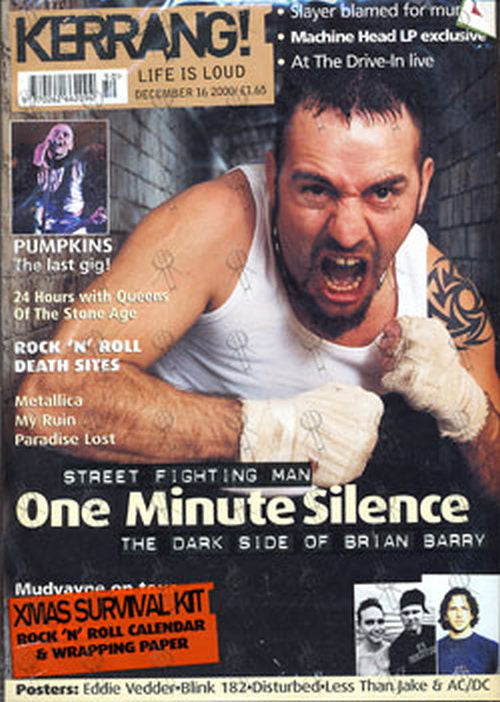 ONE MINUTE SILENCE - &#39;Kerrang!&#39; - 16th December 2000 - Brian Barry On Cover - 1