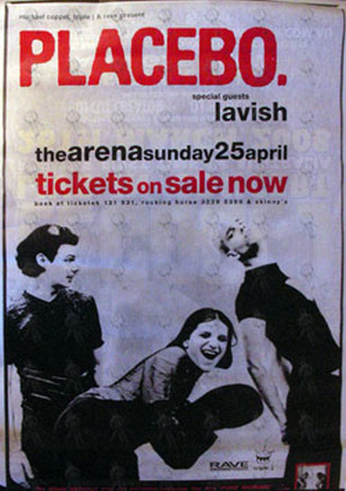 PLACEBO - The Arena Brisbane - Sunday 25th April 1999 Show Poster - 1