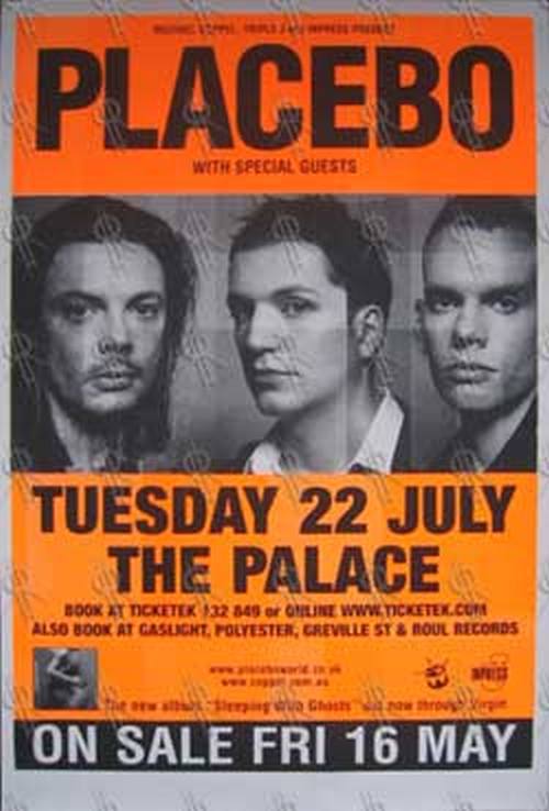 PLACEBO - The Palace Melbourne - Tuesday 22nd July 2003 Show Poster - 1