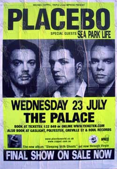 PLACEBO - The Palace Melbourne - Wednesday 23rd July 2003 Show Poster - 1