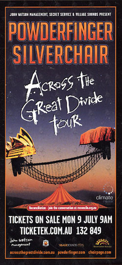 POWDERFINGER - Across The Great Divide Tour Flyer - 1