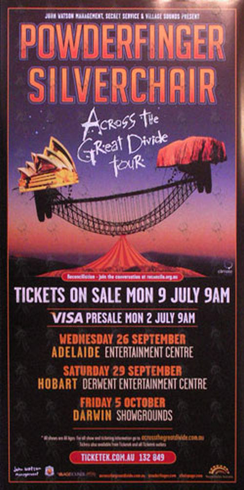 POWDERFINGER|SILVERCHAIR - 'Across The Great Divide' Rural Australia Tour Pole Poster - 1