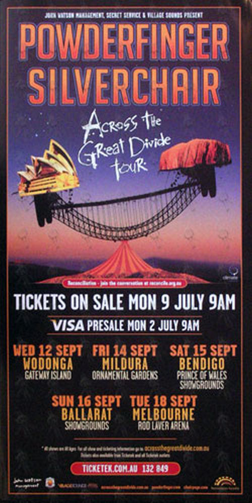 POWDERFINGER|SILVERCHAIR - 'Across The Great Divide' Victorian Tour Pole Poster - 1