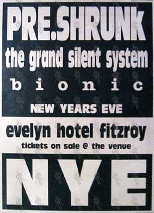 PRE-SHRUNK|THE GRAND SILENT SYSTEM|BIONIC - Evelyn Hotel Fitzroy - New Years Eve 2000 Gig Poster - 1