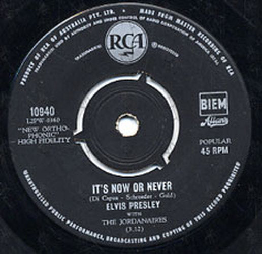 PRESLEY-- ELVIS - It's Now Or Never (With The Jordanaires) - 2