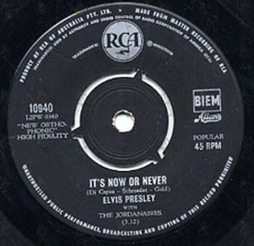 PRESLEY-- ELVIS - It&#39;s Now Or Never (With The Jordanaires) - 2
