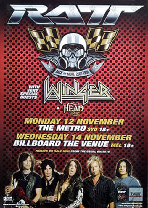 RATT|WINGER - &#39;Back For More&#39; 2007 Australian Tour Poster - 1