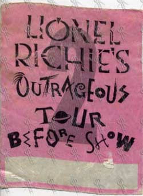 RICHIE-- LIONEL - &#39;Outrageous&#39; Tour Before Show Pass - 1