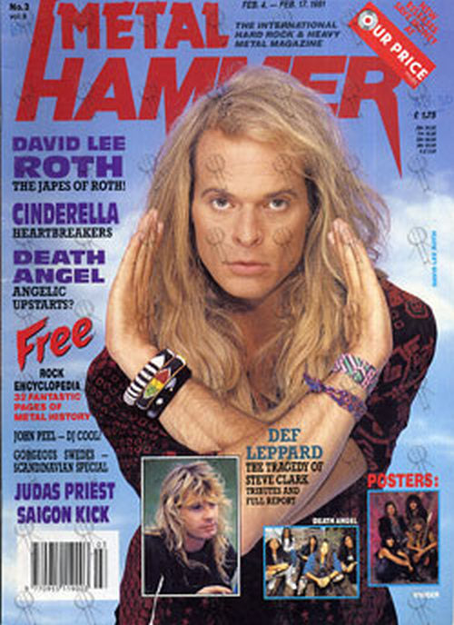 ROTH-- DAVID LEE - &#39;Metal Hammer&#39; - 4th February 1991 - David Lee Roth On Cover - 1