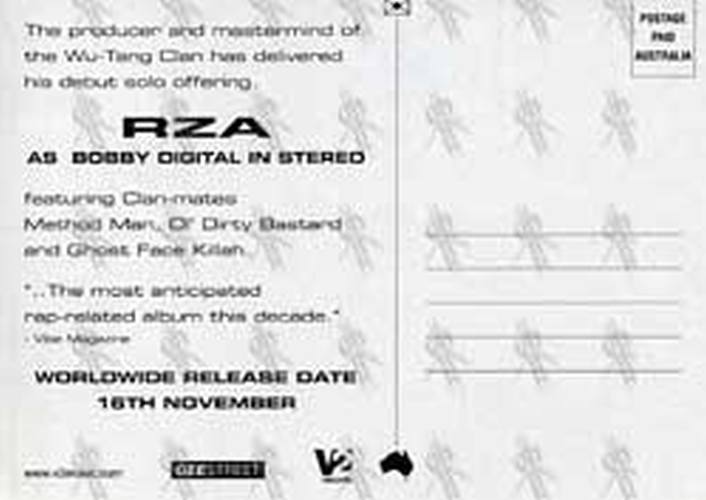 RZA - 'RZA As Bobby Digital In Stereo' Album Postcard - 2