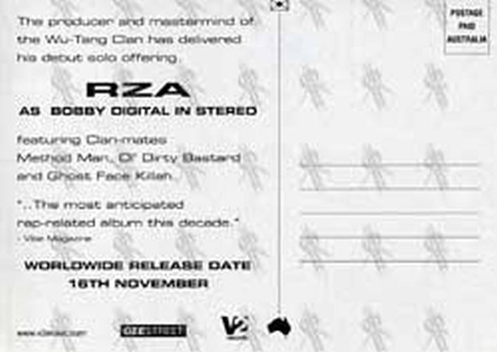 RZA - &#39;RZA As Bobby Digital In Stereo&#39; Album Postcard - 2