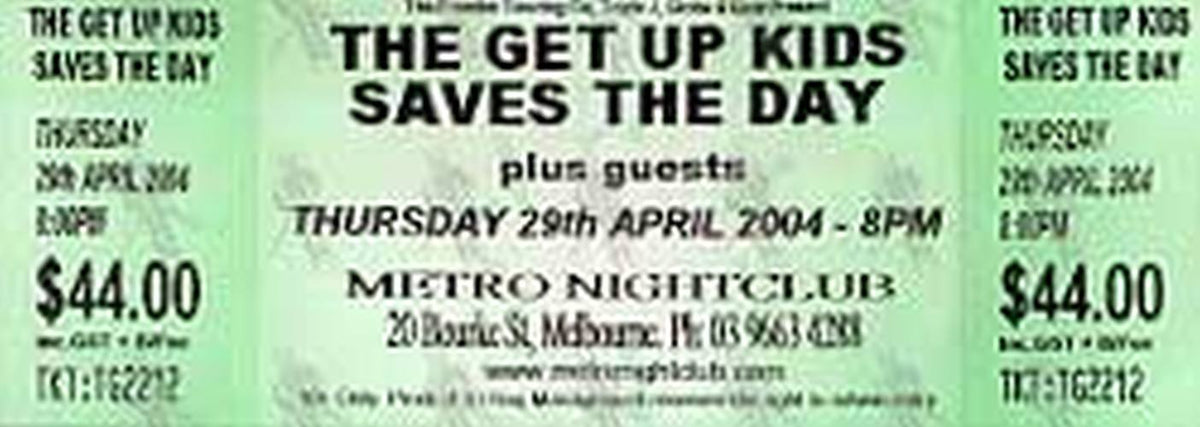 SAVES THE DAY|THE GET UP KIDS - Unused Ticket - 1