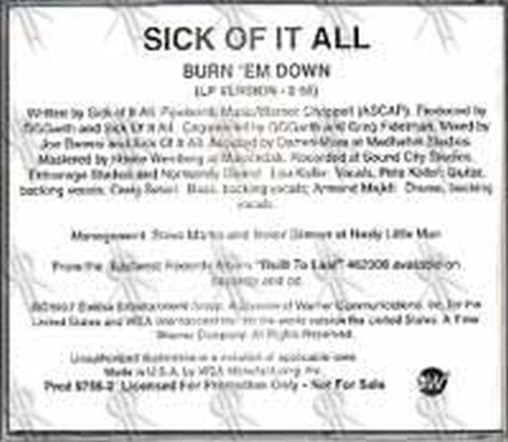 SICK OF IT ALL - Burn 'Em Down - 2