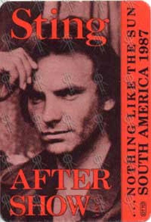 STING - &#39;... Nothing Like The Sun&#39; 1988 North America Tour After Show Pass - 1