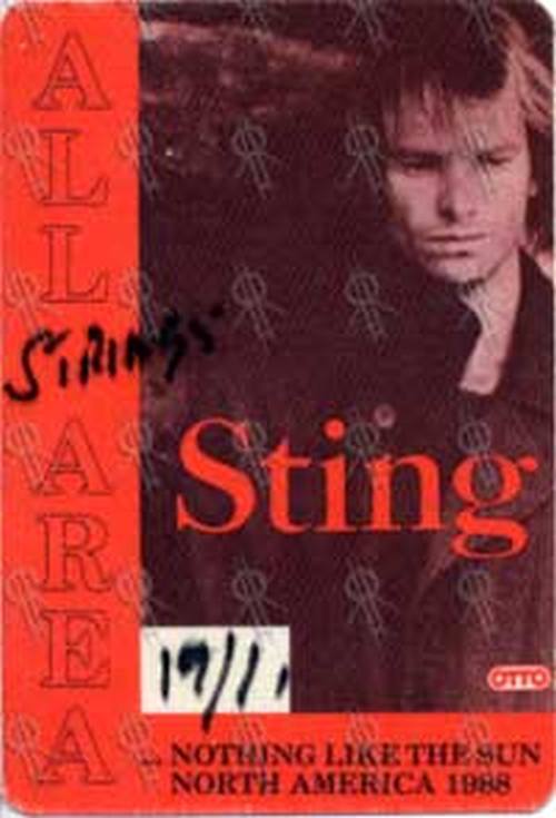 STING - &#39;... Nothing Like The Sun&#39; 1988 North America Tour All Area Pass - 1