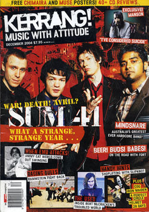 SUM 41 - 'Kerrang' - December 2004 - Sum 41 On Cover - 1