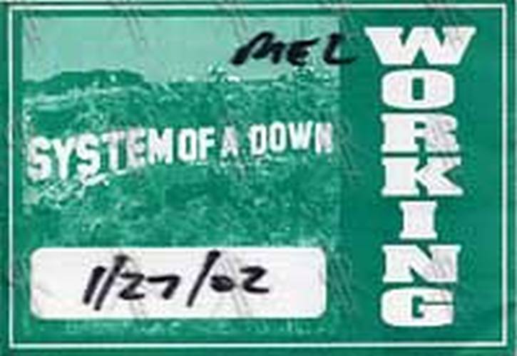 SYSTEM OF A DOWN - &#39;Toxicity&#39; Australia 2002 Tour Working Cloth Sticker Pass - 1