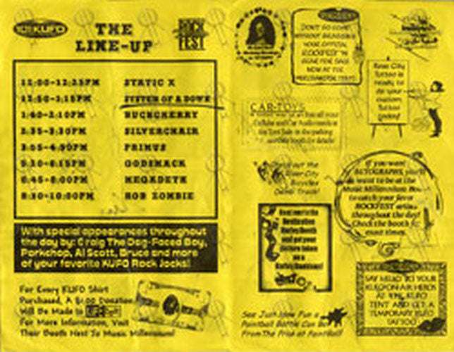SYSTEM OF A DOWN|GODSMACK - '101KUFO Rock Fest' Flyer - 4