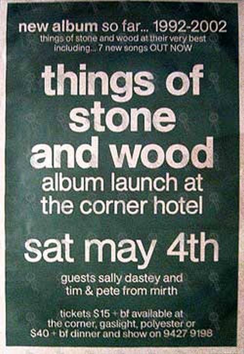 THINGS OF STONE AND WOOD - 'Album Launch At The Corner Hotel