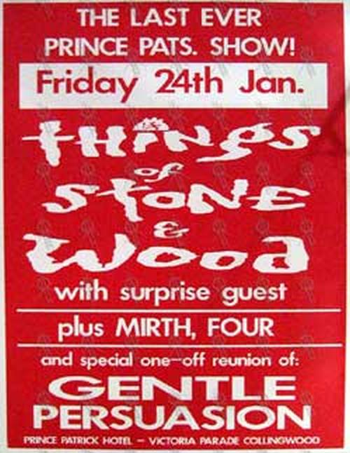 THINGS OF STONE AND WOOD - &#39;The Last Ever Prince Pats Show! Friday 24th January&#39; Gig Poster - 1