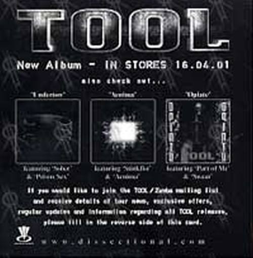 TOOL - Tool CD Slick/Mailing List Form - 1