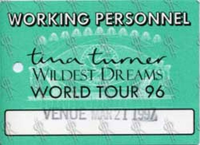 TURNER-- TINA - 'Wildest Dreams' 1996 World Tour Working Personnel Pass - 1