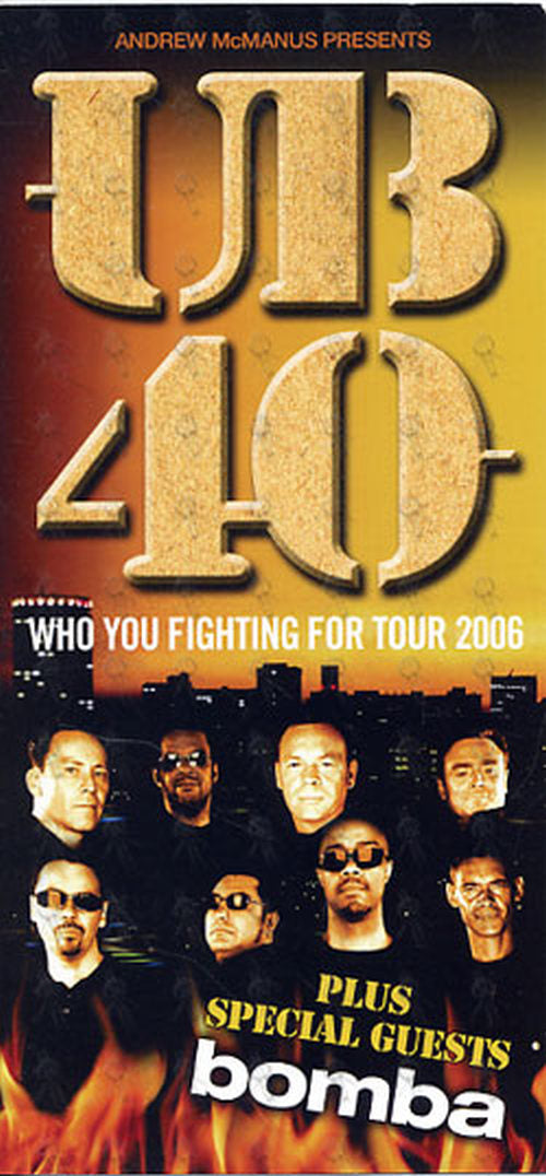 UB40 - &#39;Who You Fighting For Tour 2006&#39; Postcard Flyer - 1