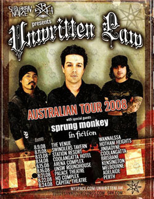UNWRITTEN LAW - 2008 Australian Tour Poster - 1