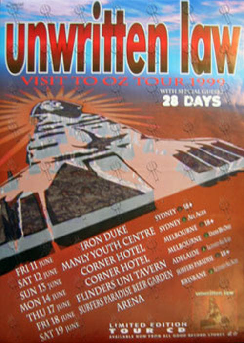 UNWRITTEN LAW - Visit To Oz Tour 1999 Poster - 1
