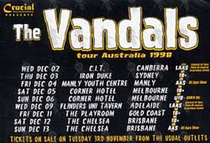 VANDALS-- THE - Australian Tour 1998 - 1