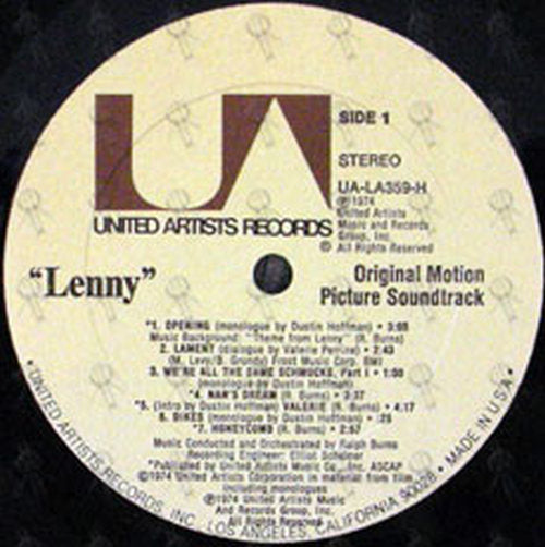 VARIOUS ARTISTS - Lenny - Original Motion Picture Soundtrack - 3