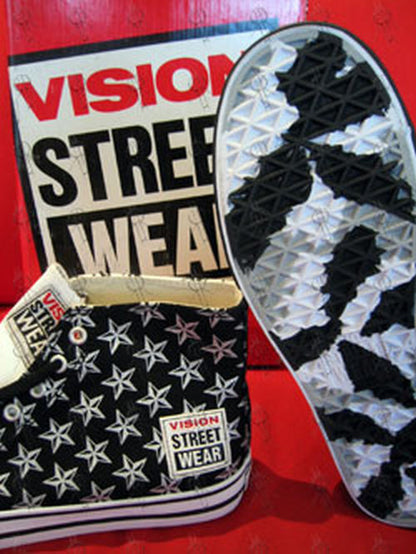 VISION STREET WEAR - Black & White 'Road & Star' Design High-Top Shoes - 2