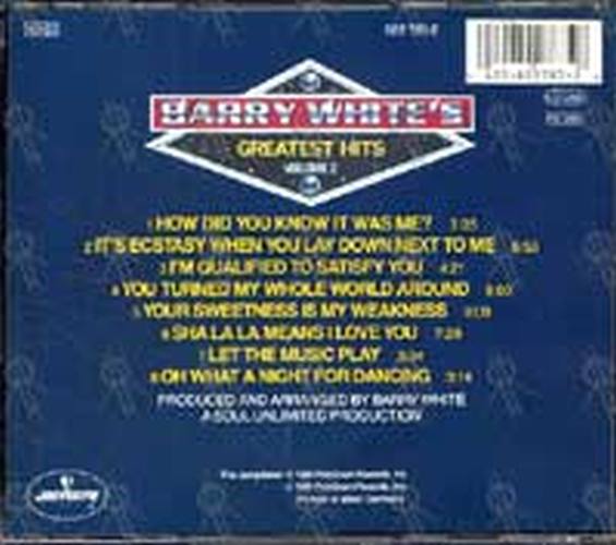 WHITE-- BARRY - Greatest Hits Volume 2 - 2