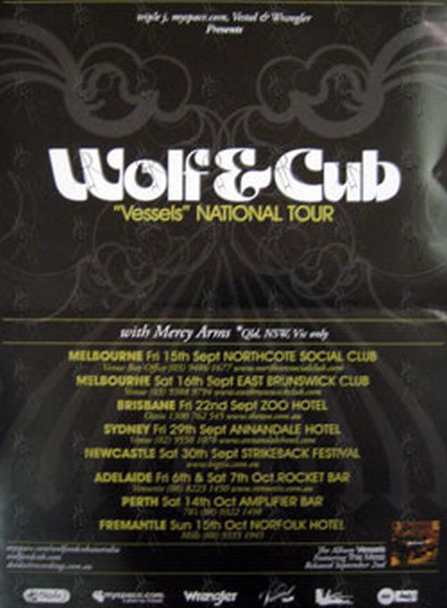 WOLF &amp; CUB - &#39;Vessels&#39; 2006 National Tour Poster - 1