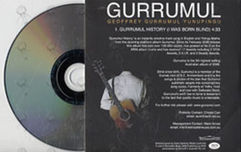YUNUPINGU-- GEOFFREY GURRUMUL - Gurrumul History (I Was Born Blind) - 2