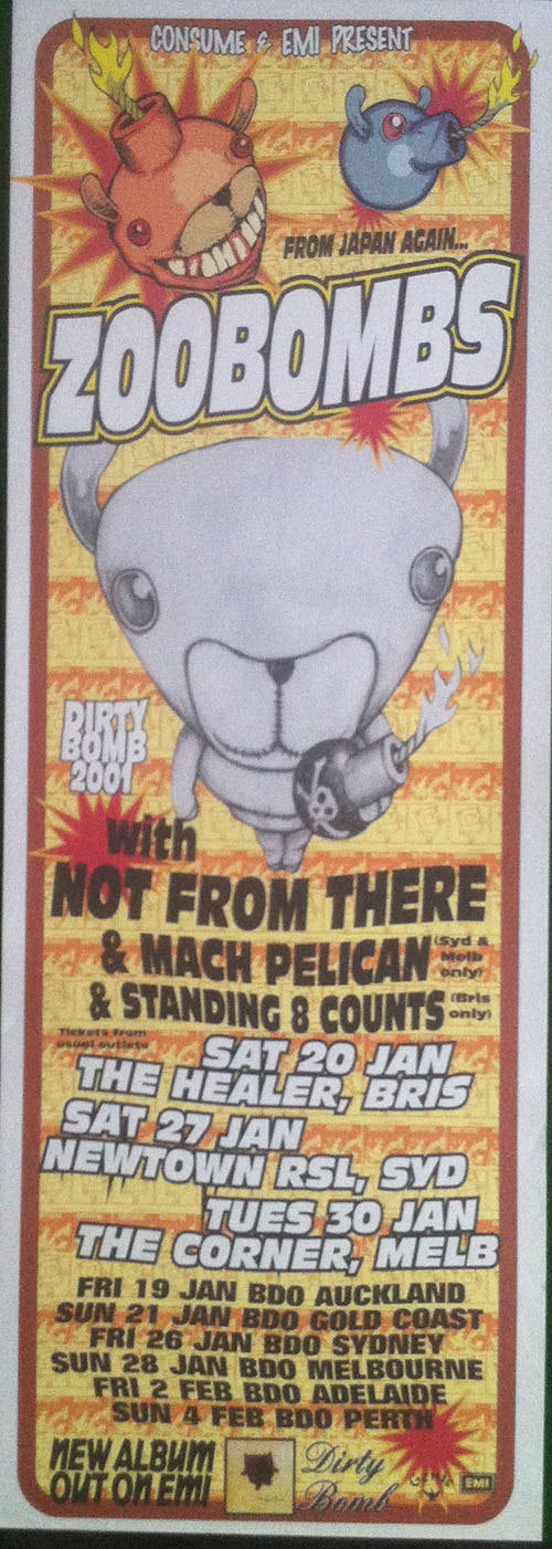 ZOOBOMBS - 2001 &#39;Dirty Bomb&#39; Australian Tour Poster - 1